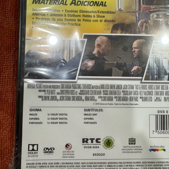 Rapidos y Furiosos: Hobbs & Shaw Spanish DVD - Picture 3 of 3